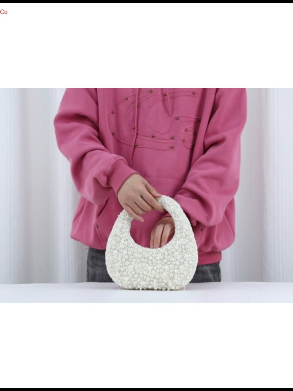 Pearl Beaded Clutch Purse Mini Evening Bag Formal Party Wedding Bridal - Picture 2 of 6